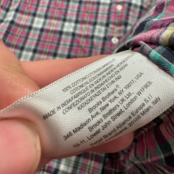Brooks Brothers Shirt Mens Large‎ Madres Plaid Long Sleeve Button 1818 Regular - Picture 4 of 7